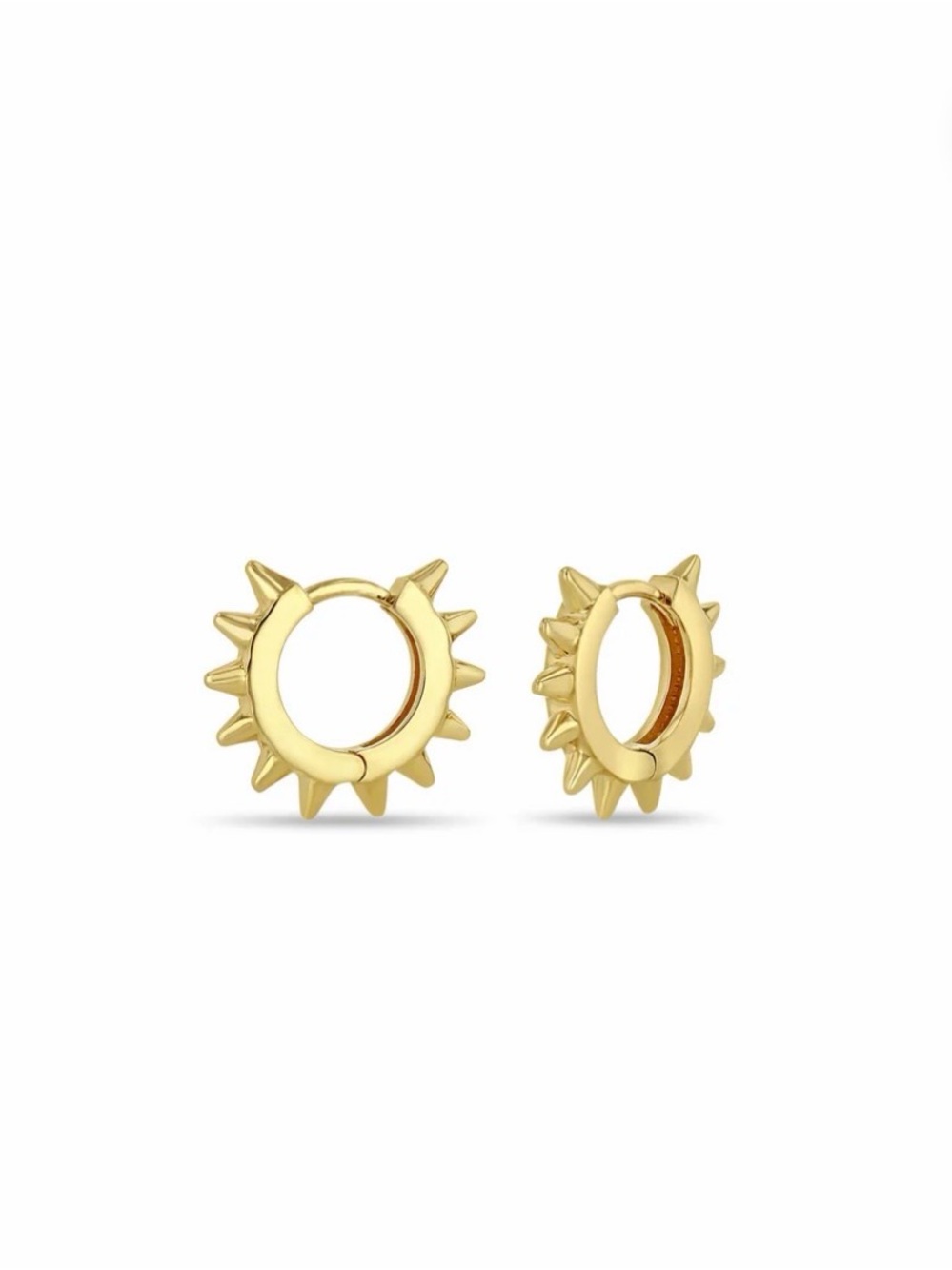 ZOE CHICCO 14K GOLD SPIKED HINGE HUGGIE HOOPS
